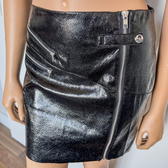 NWT-Francesca's Gwen Faux Black Leather Full Zip Up Mini Skirt, Women’s Small - Picture 11 of 11